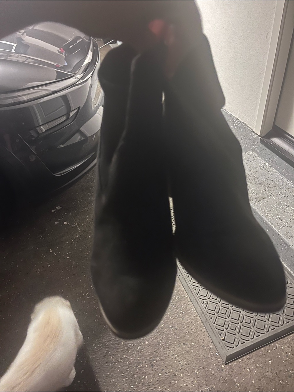 a.n.a Black Suede Stacked Heel Ankle Boots JCPenney block slouchy 9 - Picture 6 of 6